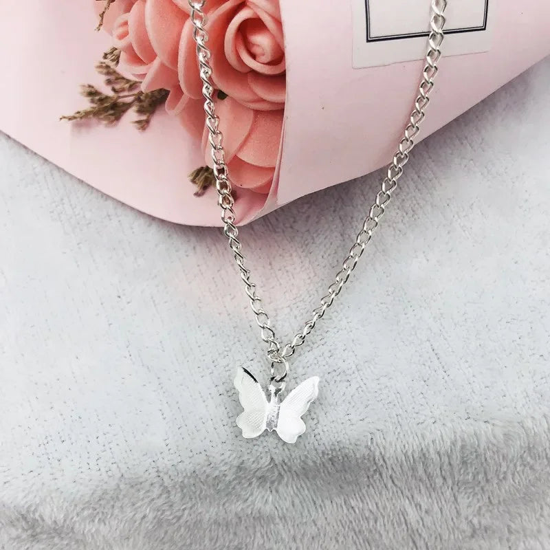 Delicate Bohemia Silver Gold Butterfly Necklaces