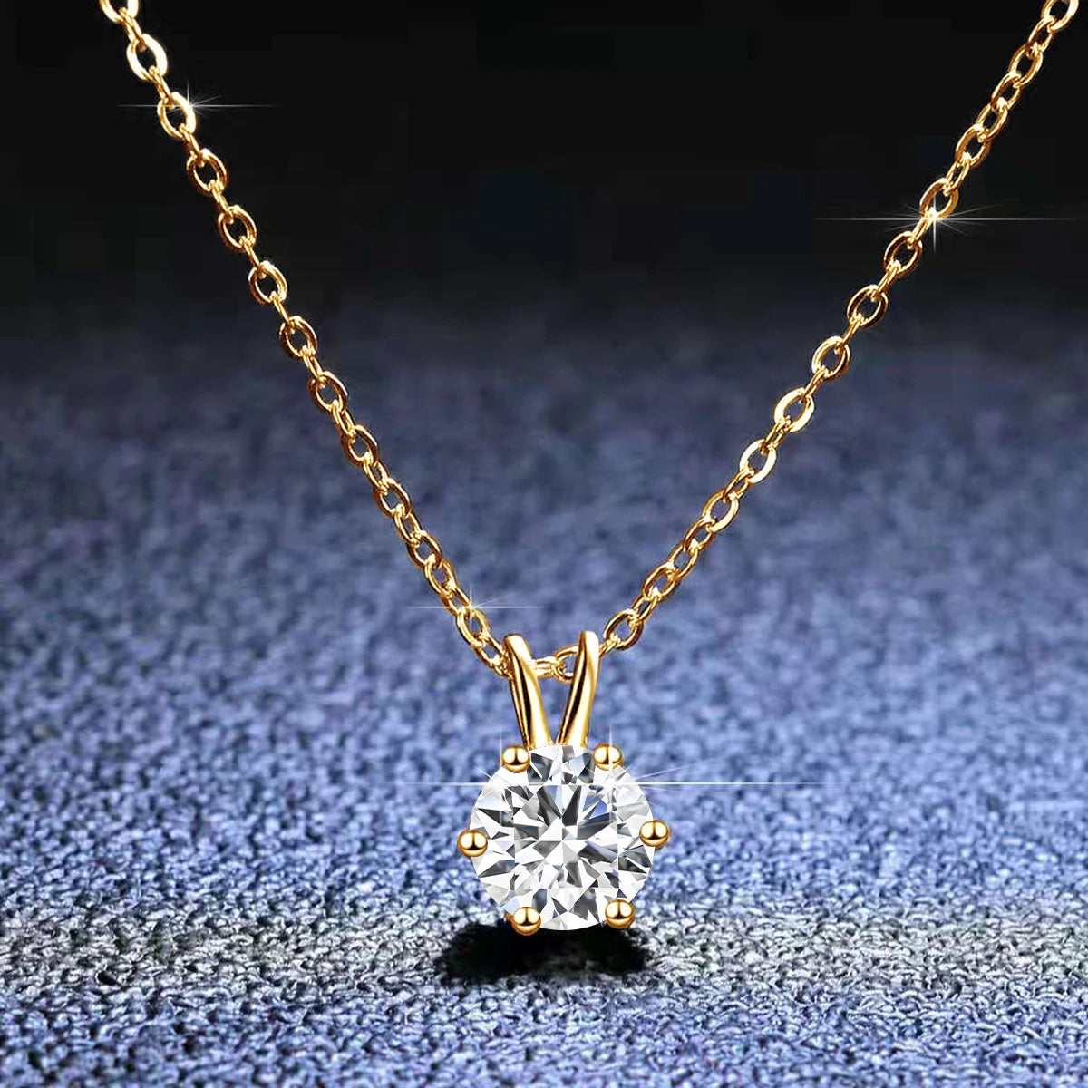 14K Gold Moissanite Diamond Pendant Necklaces for Women