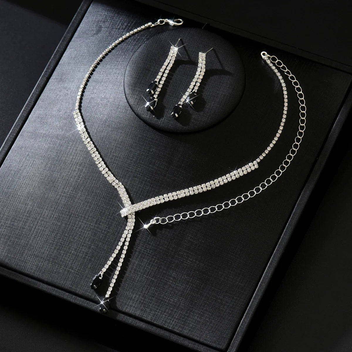 Zirconia Long Necklace and Earrings Sets for Women