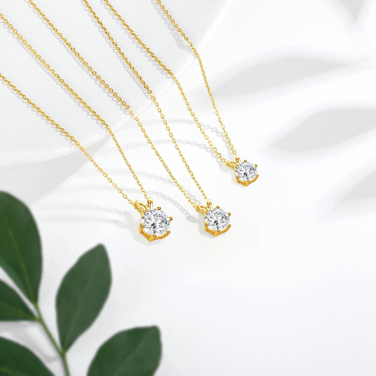 14K Gold Moissanite Diamond Pendant Necklaces for Women