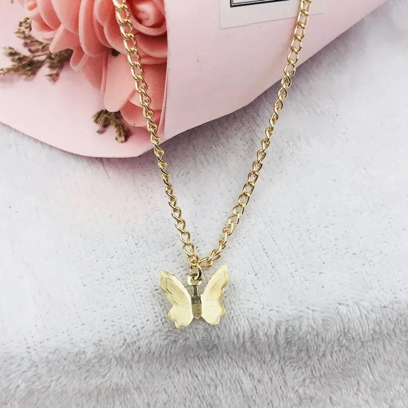 Delicate Bohemia Silver Gold Butterfly Necklaces