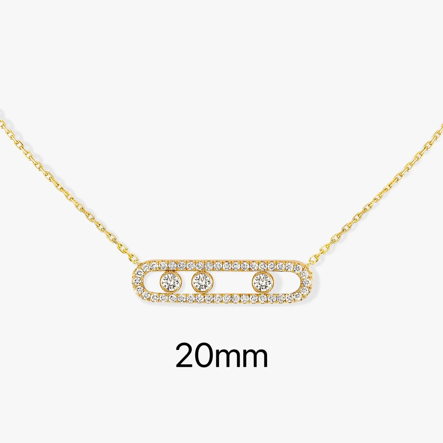 Silver or Gold Three Zircon Balls Moving in Oval Pendant Necklaces for Women