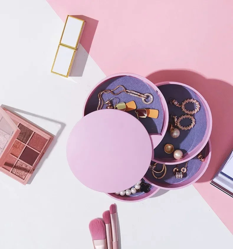 4 Layer Rotating Jewellery Storage Box with Lid