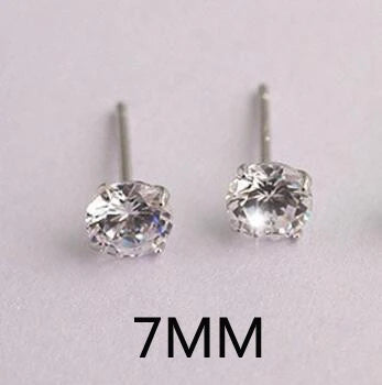 Silver Round Diamond Stud Earrings for Women