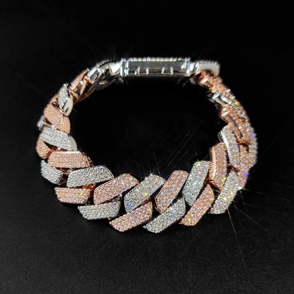 Iced Cubic Zirconia Link Bracelet for Men