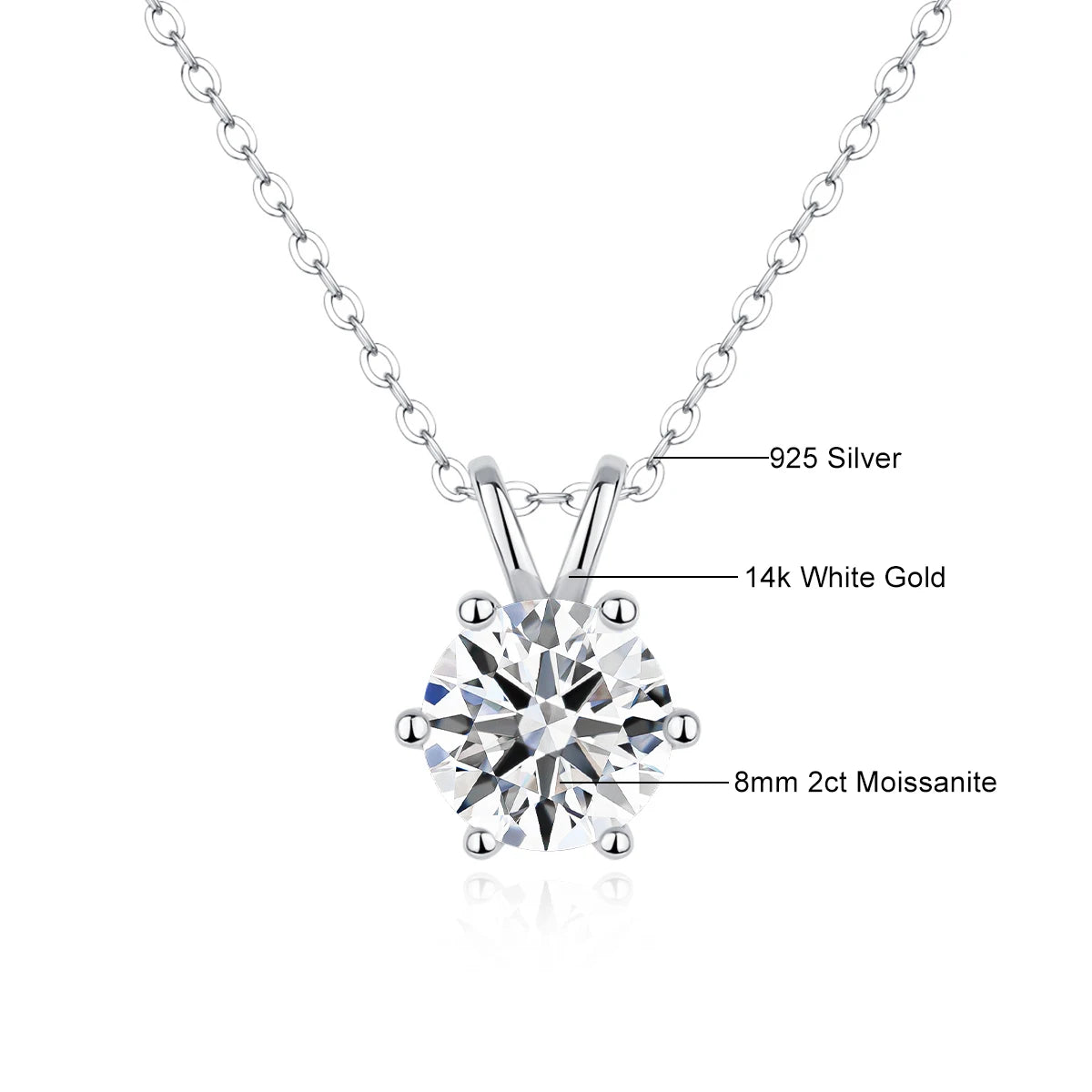 14K Gold Moissanite Diamond Pendant Necklaces for Women