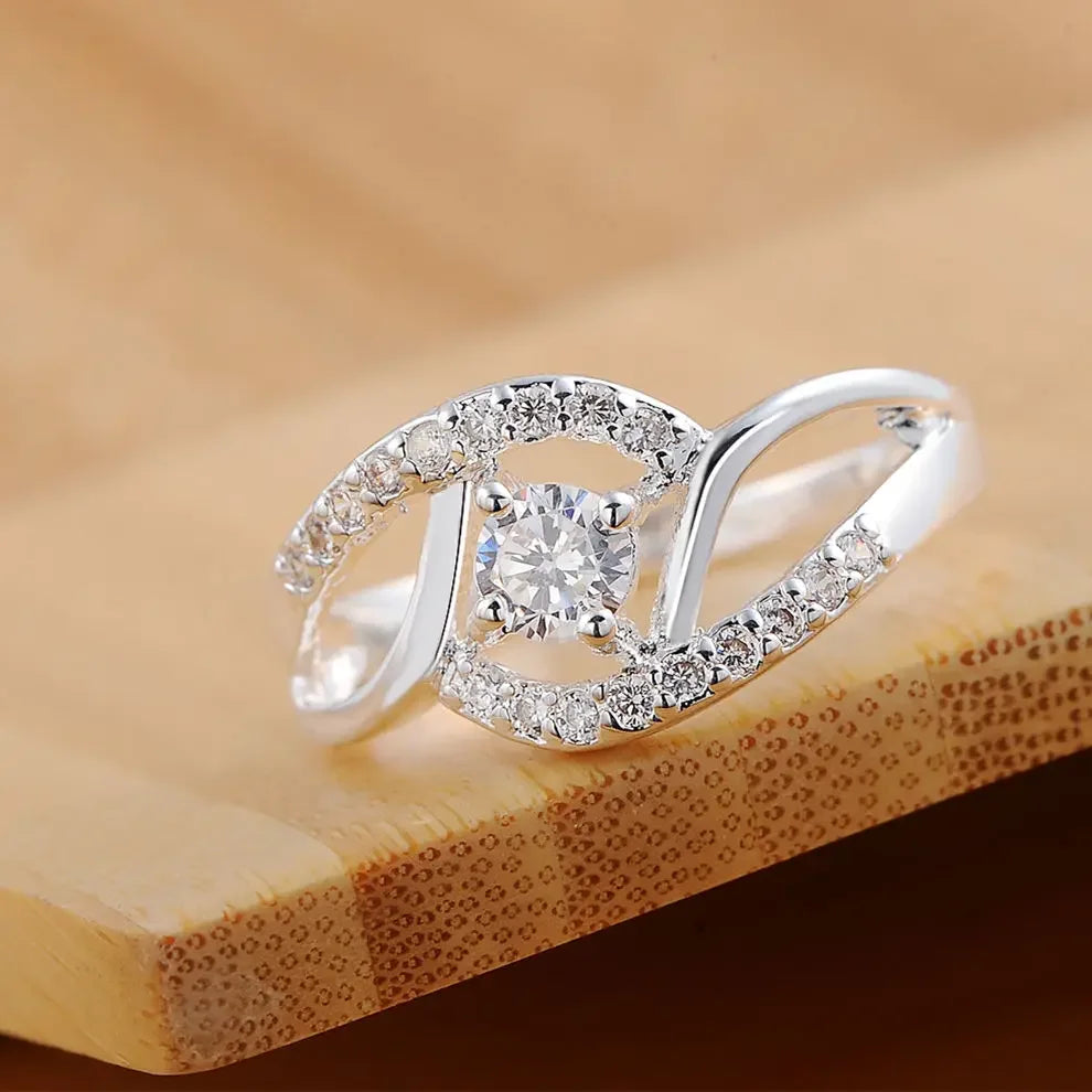 Silver Zircon Ring for Women