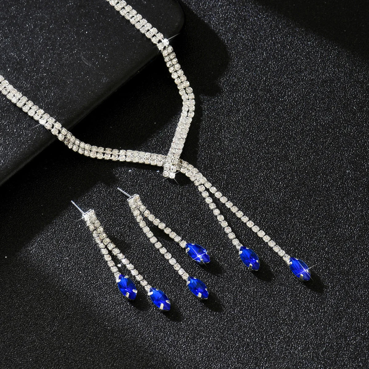 Zirconia Long Necklace and Earrings Sets for Women