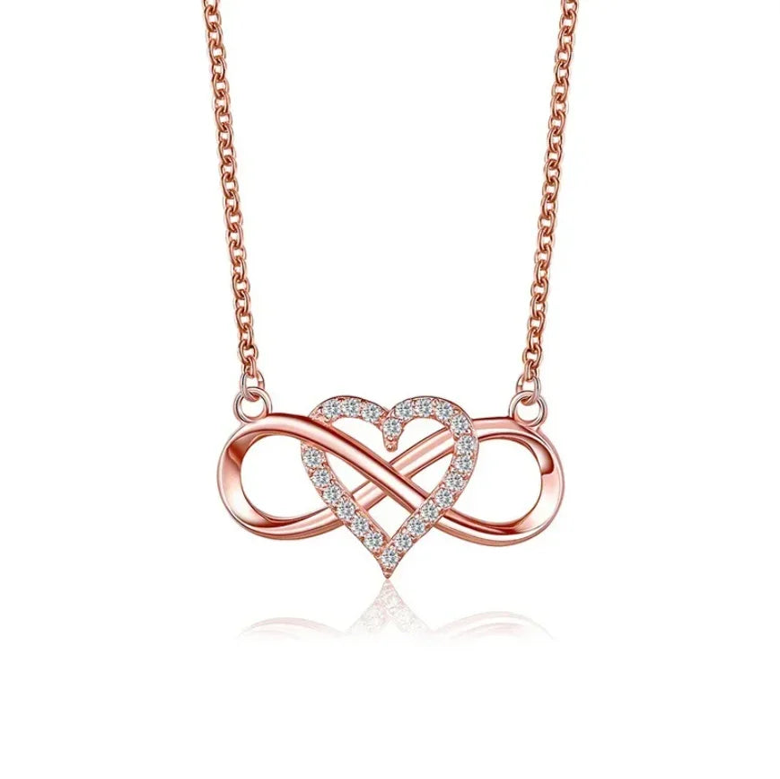 Zirconia Infinity Heart Pendant Necklace