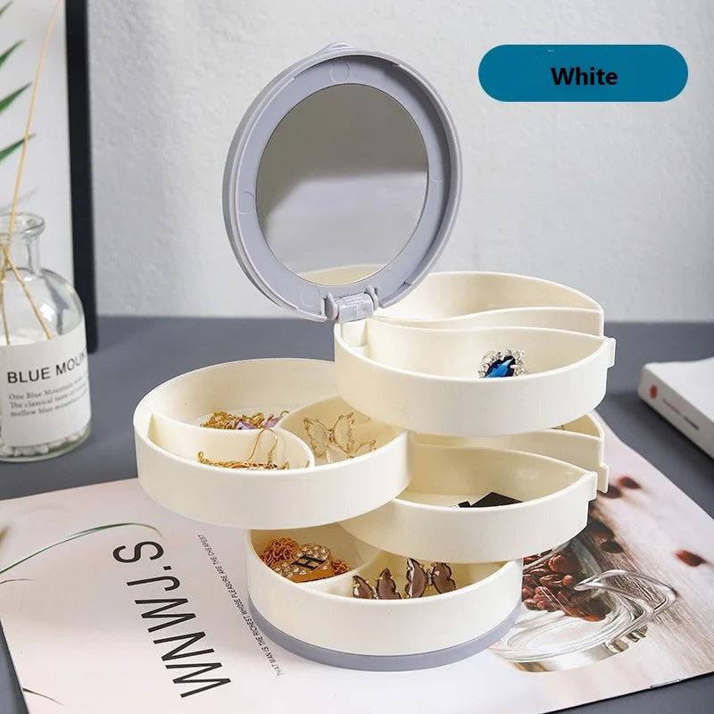 4 Layer Rotating Jewellery Storage Box with Lid