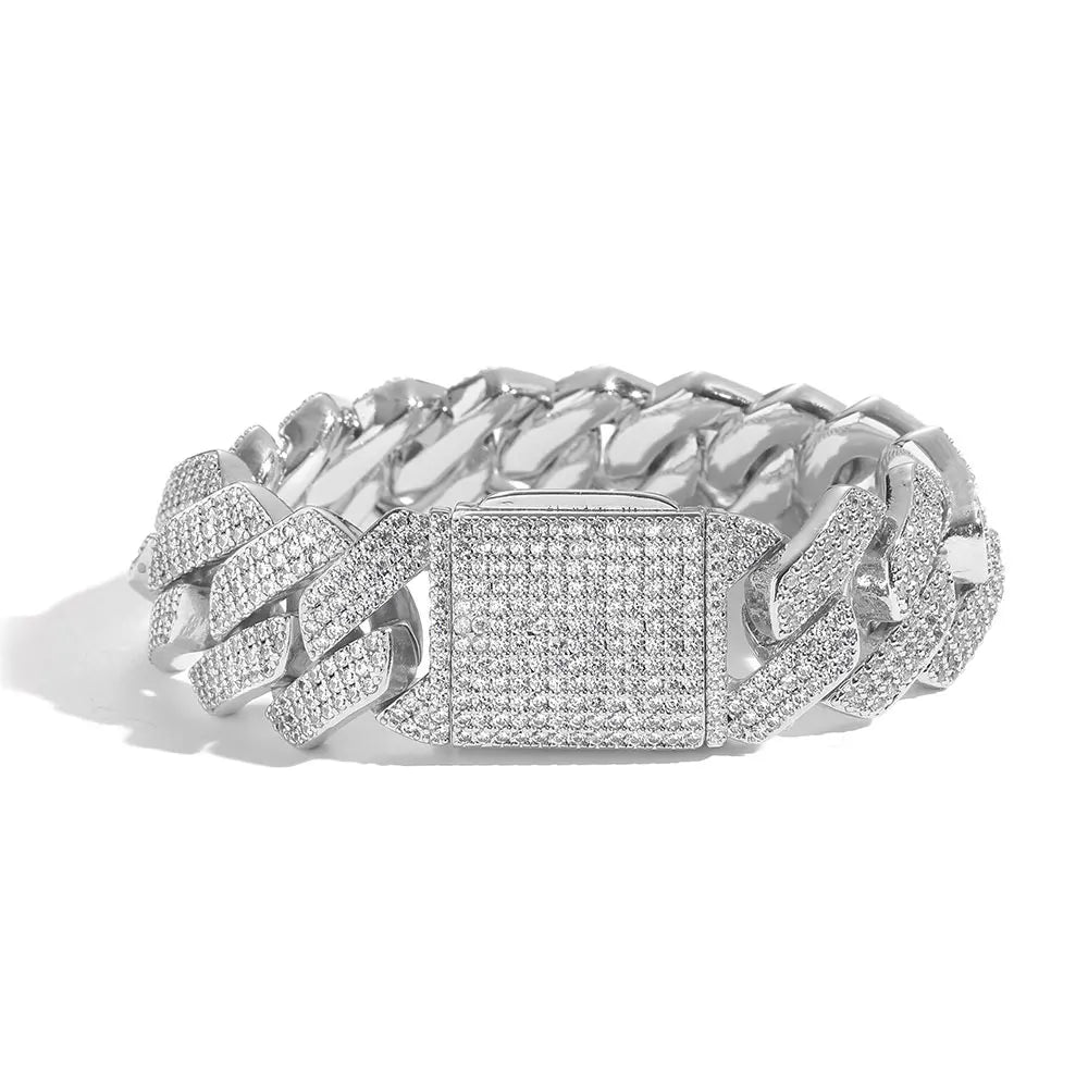 Iced Cubic Zirconia Link Bracelet for Men