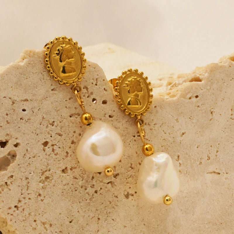 Natural Pearl Drop Earrings for Women