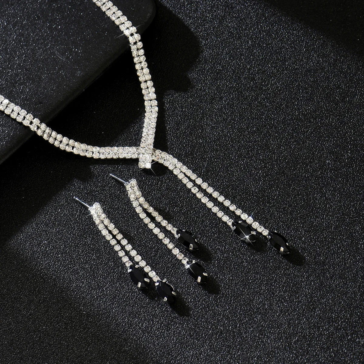 Zirconia Long Necklace and Earrings Sets for Women