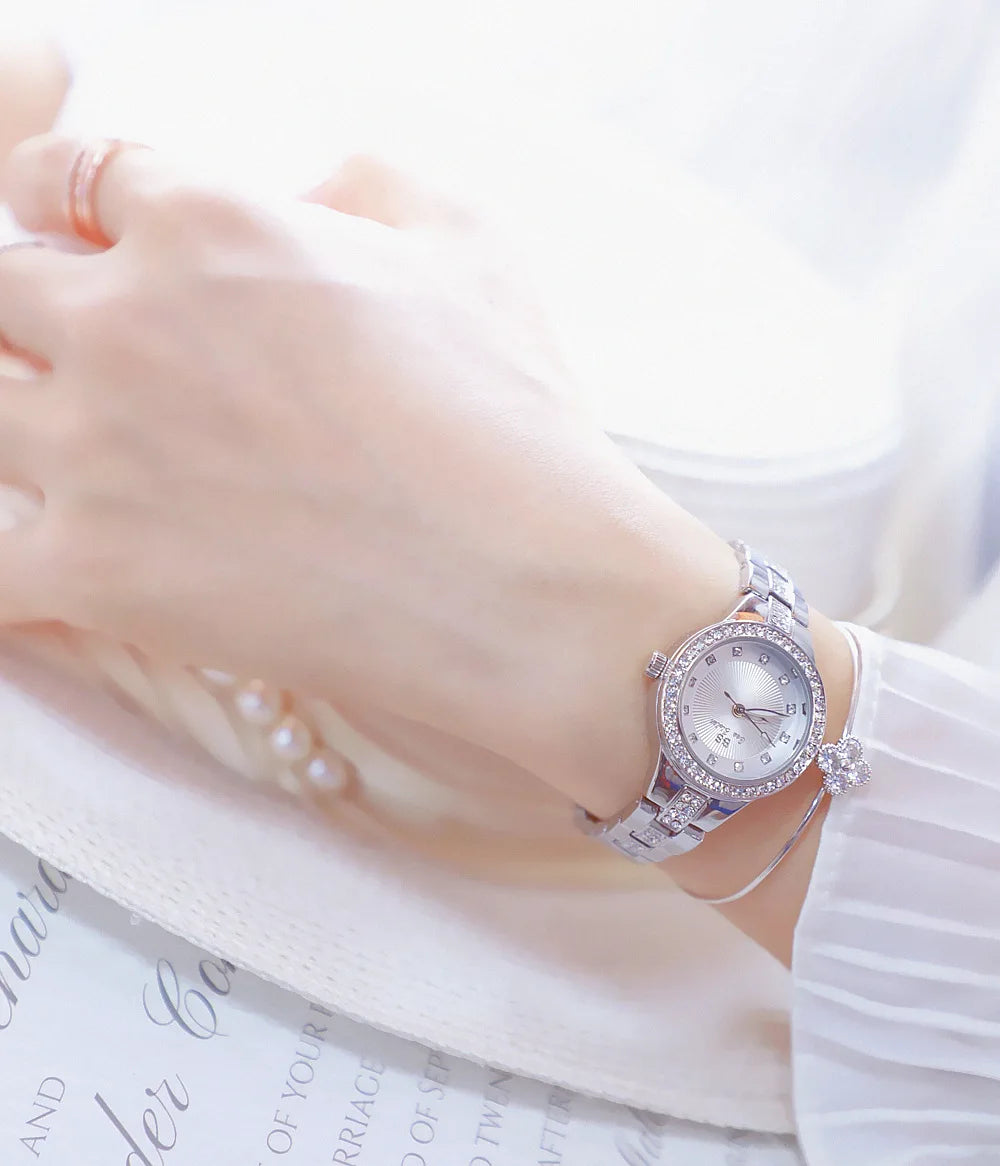 Quartz Clock Luxury Silver Gold Wristwatches for Women