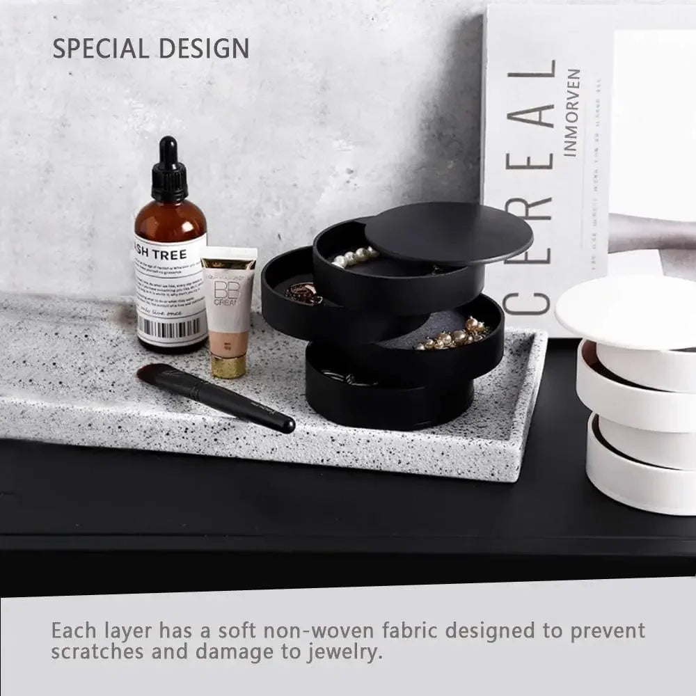 4 Layer Rotating Jewellery Storage Box with Lid