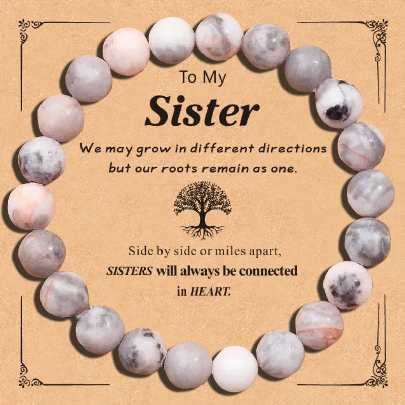 "To My Sister" Natural Bead Stone Bracelet for Women