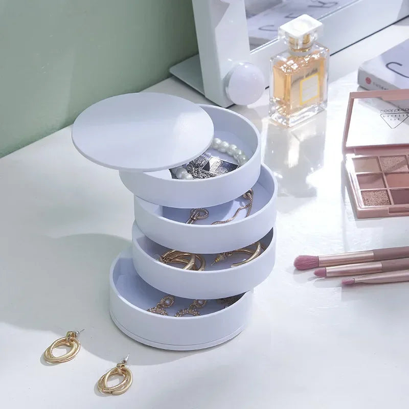 4 Layer Rotating Jewellery Storage Box with Lid