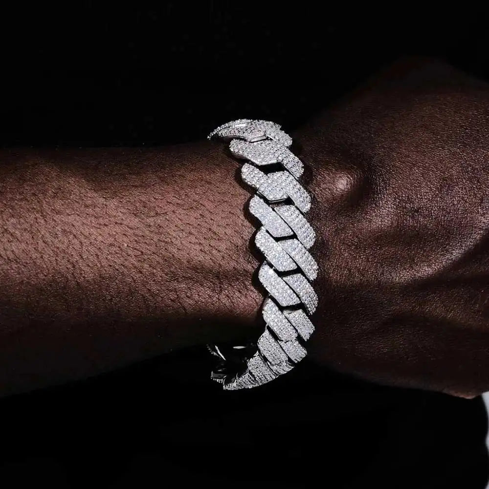 Iced Cubic Zirconia Link Bracelet for Men