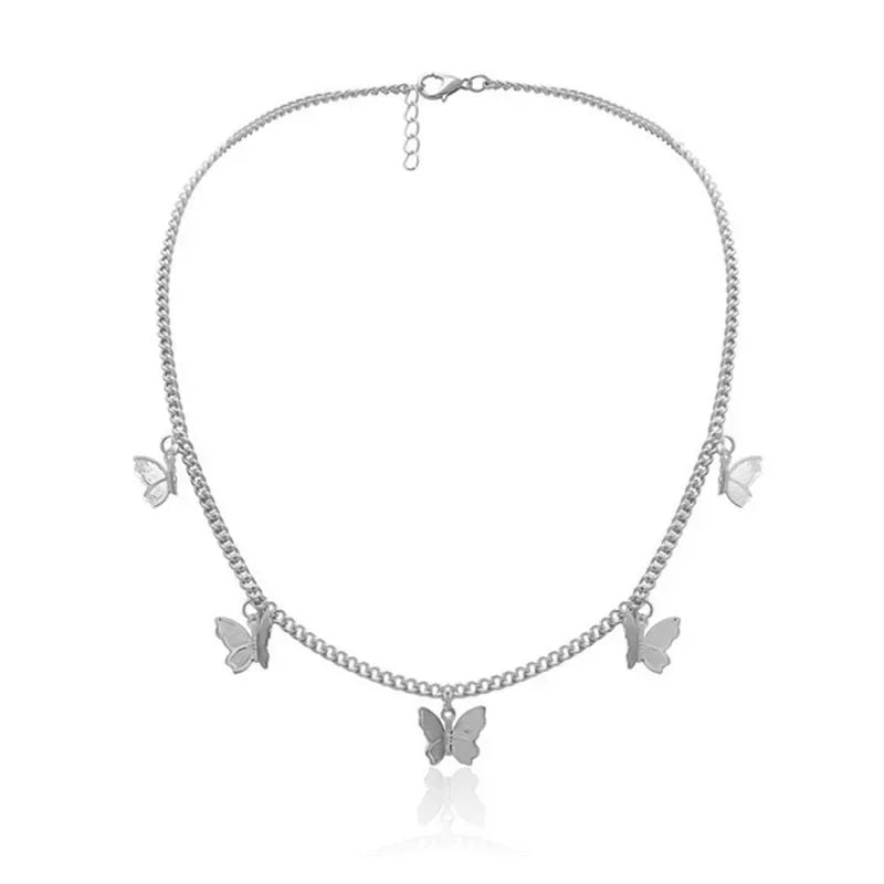 Delicate Bohemia Silver Gold Butterfly Necklaces