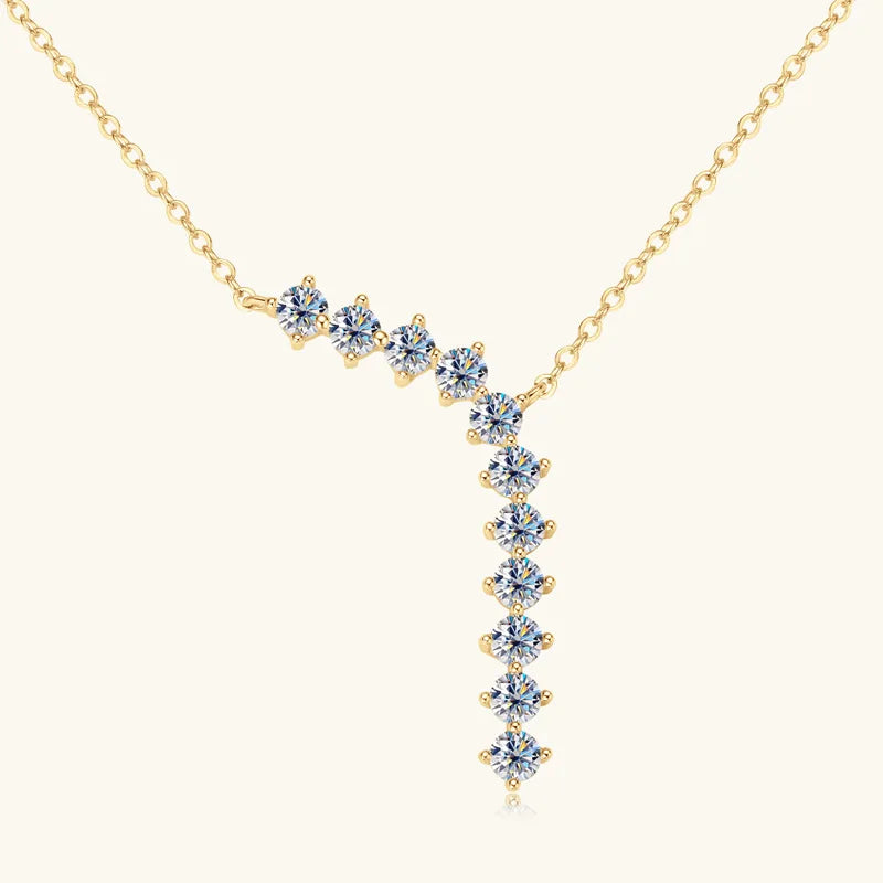 Apaison Silver/Gold Moissanite Adjustable Pendant Necklace for Women