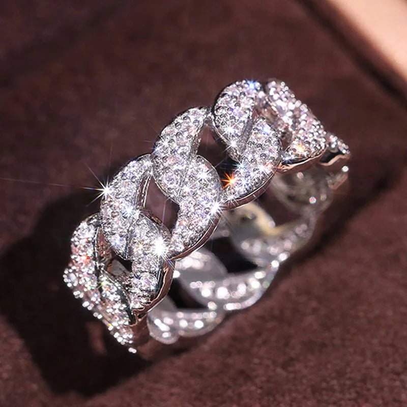 Silver Zirconia Link Ring for Women