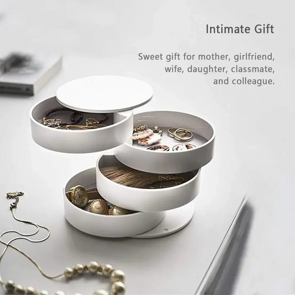 4 Layer Rotating Jewellery Storage Box with Lid