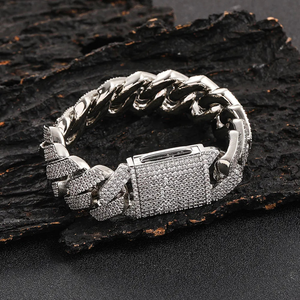 Iced Cubic Zirconia Link Bracelet for Men