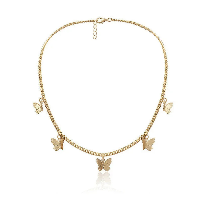 Delicate Bohemia Silver Gold Butterfly Necklaces