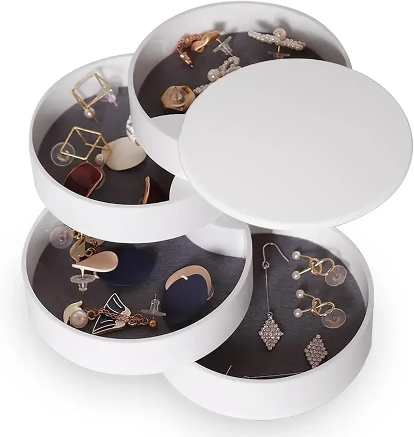 4 Layer Rotating Jewellery Storage Box with Lid