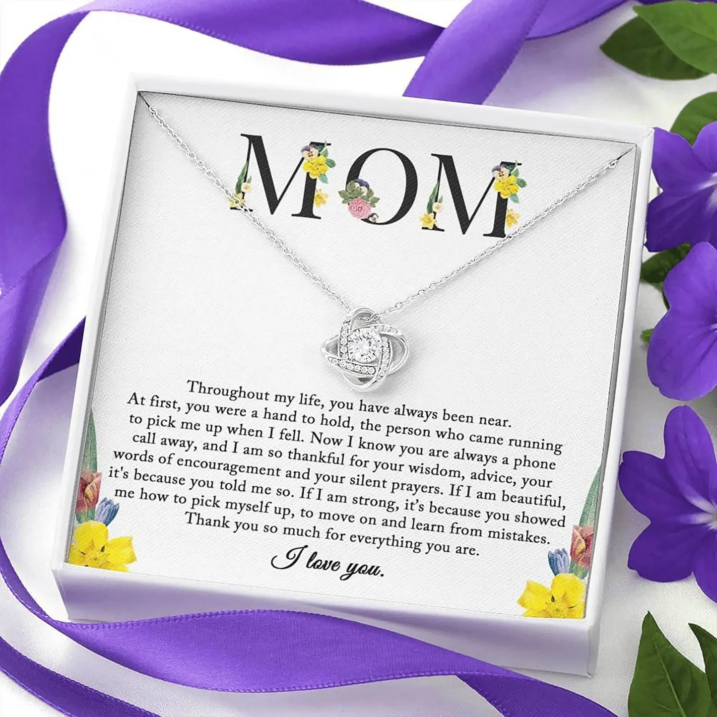 "MOM" Zirconia Pendant Necklace