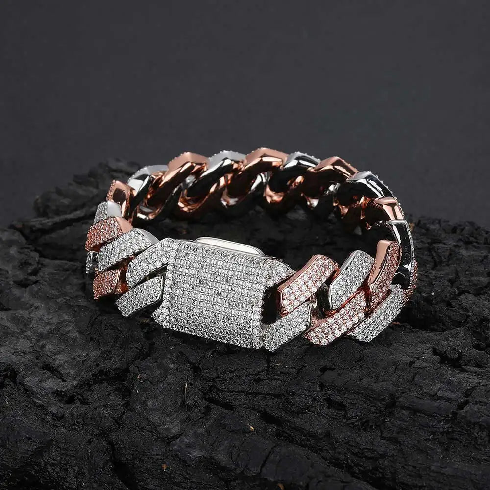 Iced Cubic Zirconia Link Bracelet for Men