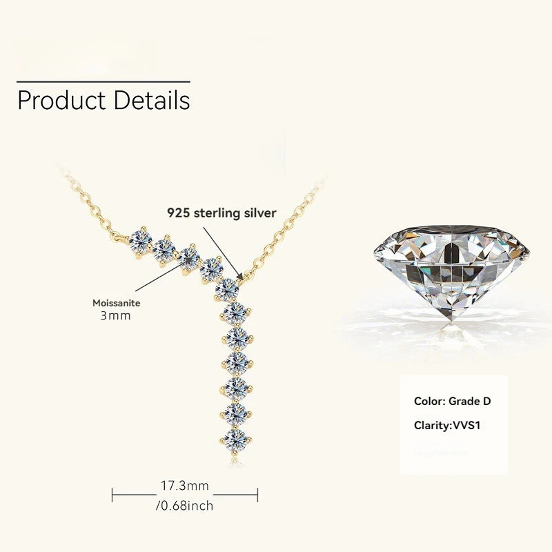 Apaison Silver/Gold Moissanite Adjustable Pendant Necklace for Women