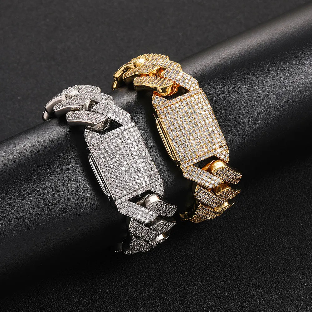 Iced Cubic Zirconia Link Bracelet for Men
