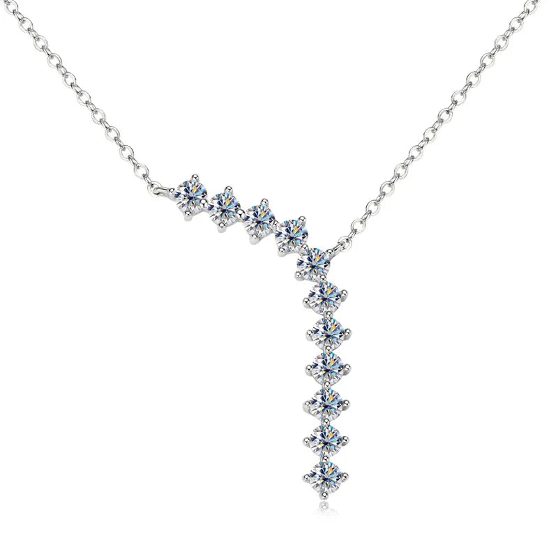 Apaison Silver/Gold Moissanite Adjustable Pendant Necklace for Women