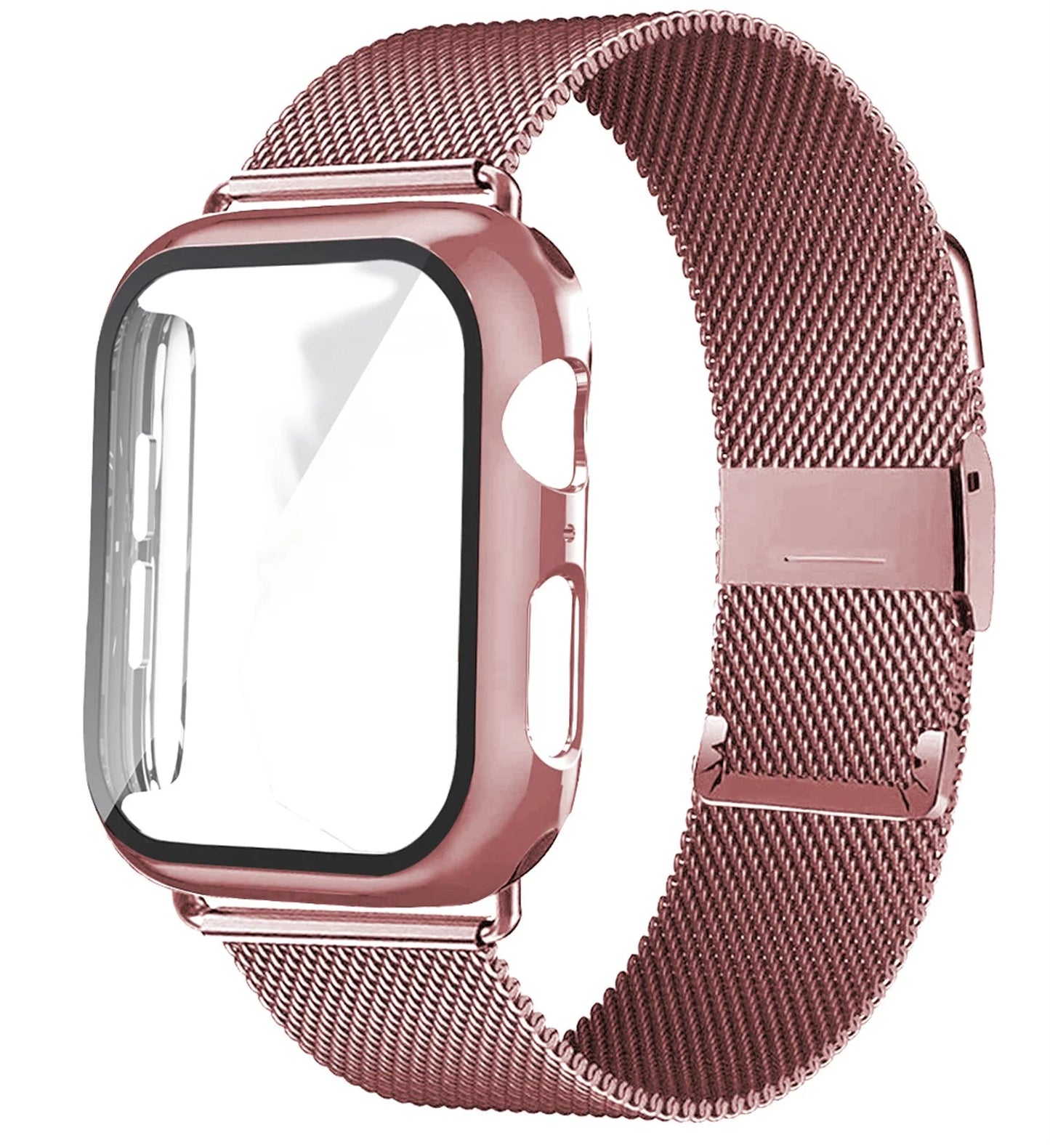 Glass+Case+Strap Compatible with Apple Watch Band 40Mm 44Mm 41Mm 45Mm 38Mm 42Mm Milanese Loop Magnetic Loop Bracelet Band Iwatch Series 3 4 5 Se 6 7 8 9 Wristbands - Lilac