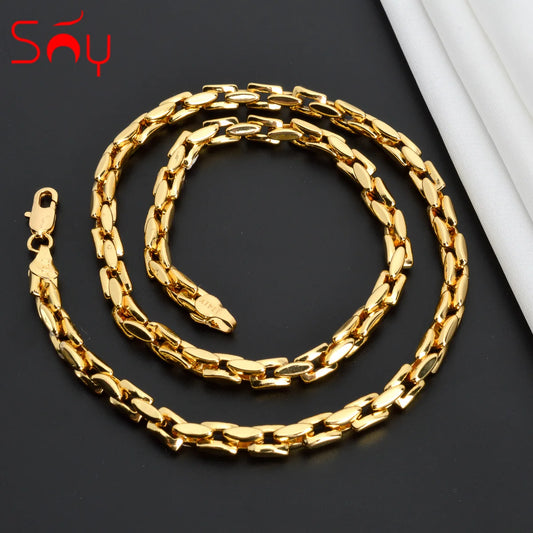 Sunny Jewelry Hiphop Link Chain Necklace for Women Man Statement Gold Color Choker Classic Trendy Daily Wear Wedding Party Gift