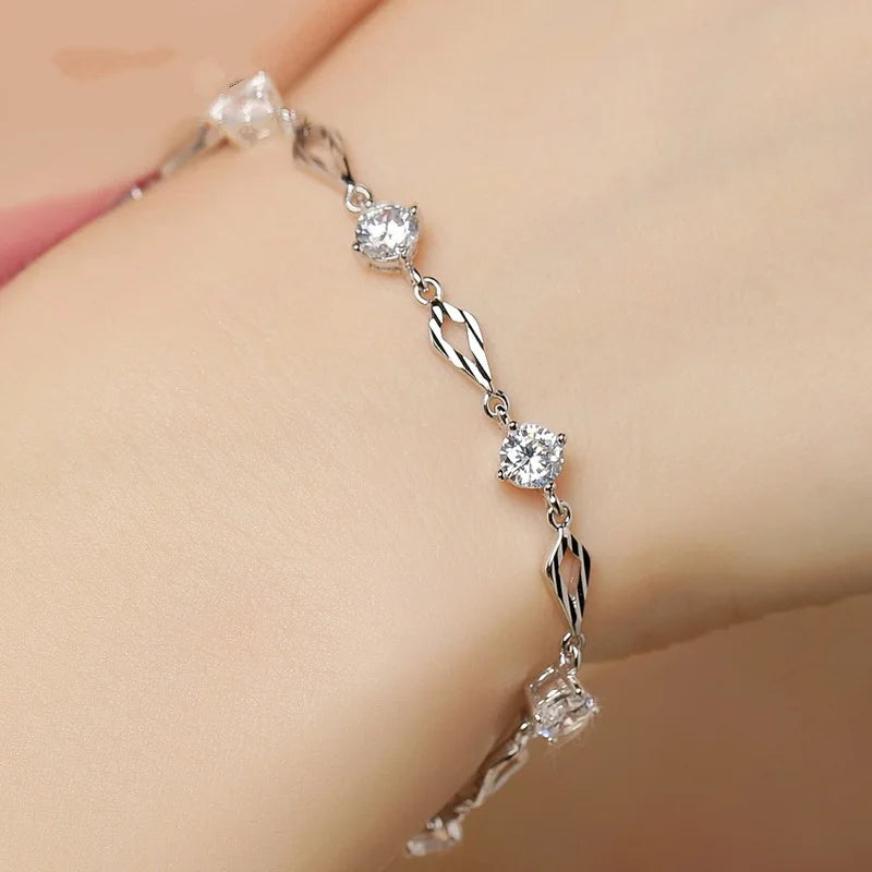 Silver Zircon Diamond Bracelet for Women