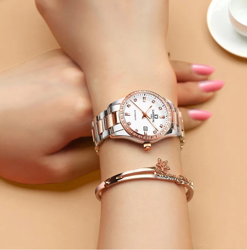 Luxury Automatic Movement Waterproof Wristwatches for Women