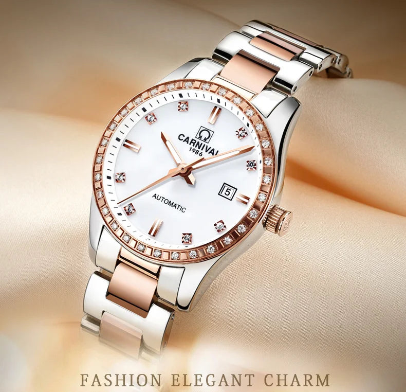 Luxury Automatic Movement Waterproof Wristwatches for Women