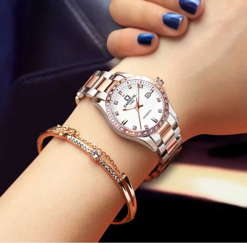 Luxury Automatic Movement Waterproof Wristwatches for Women