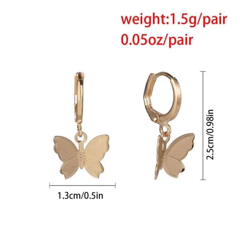Butterfly Earrings or Crystal Rhinestone Necklaces with 5 Butterflies for Women