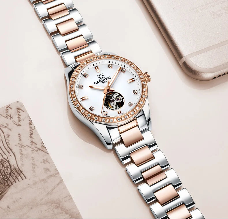 Luxury Automatic Movement Waterproof Wristwatches for Women