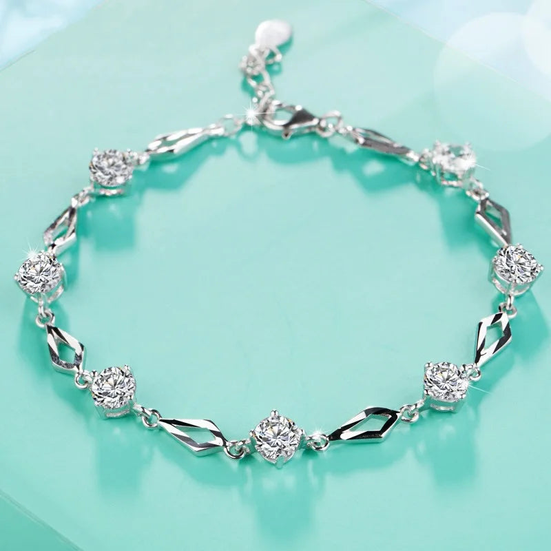 Silver Zircon Diamond Bracelet for Women