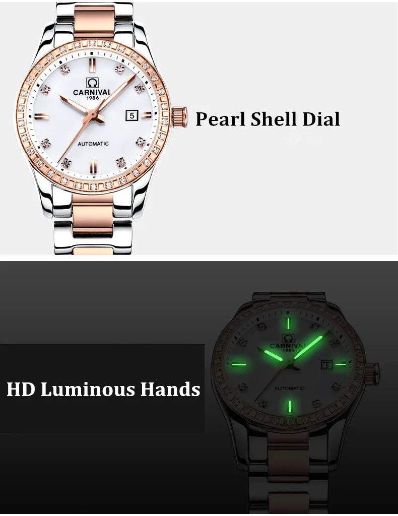 Luxury Automatic Movement Waterproof Wristwatches for Women