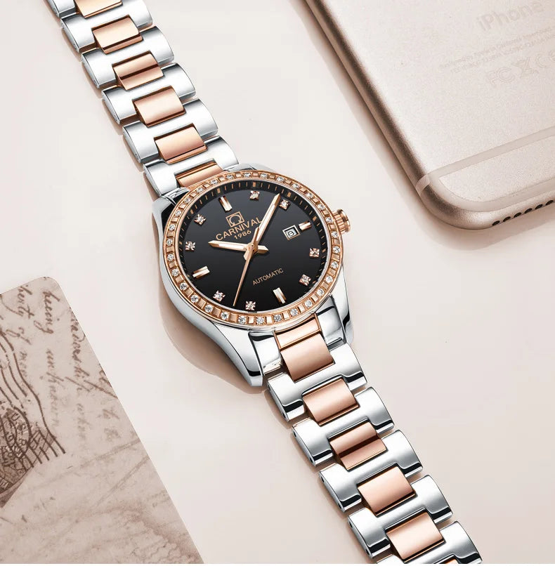 Luxury Automatic Movement Waterproof Wristwatches for Women