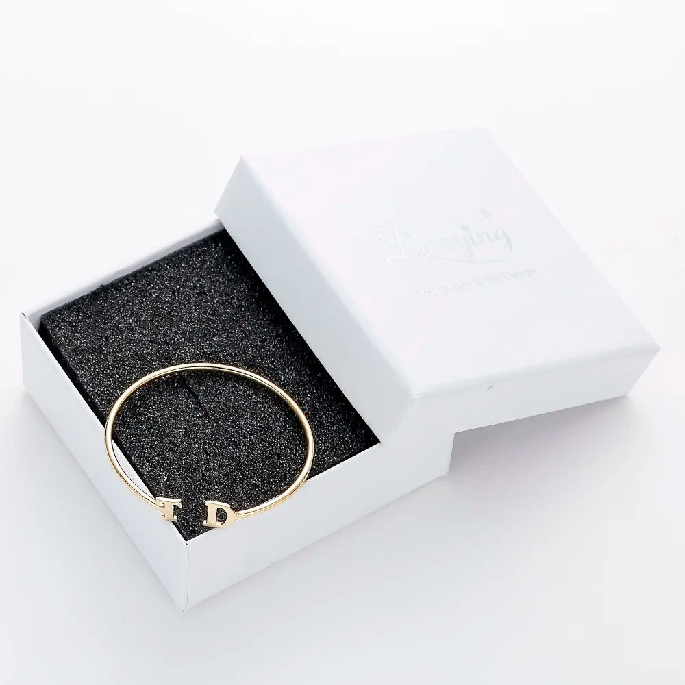 Custom Personalized Initials Open Bangle Bracelet