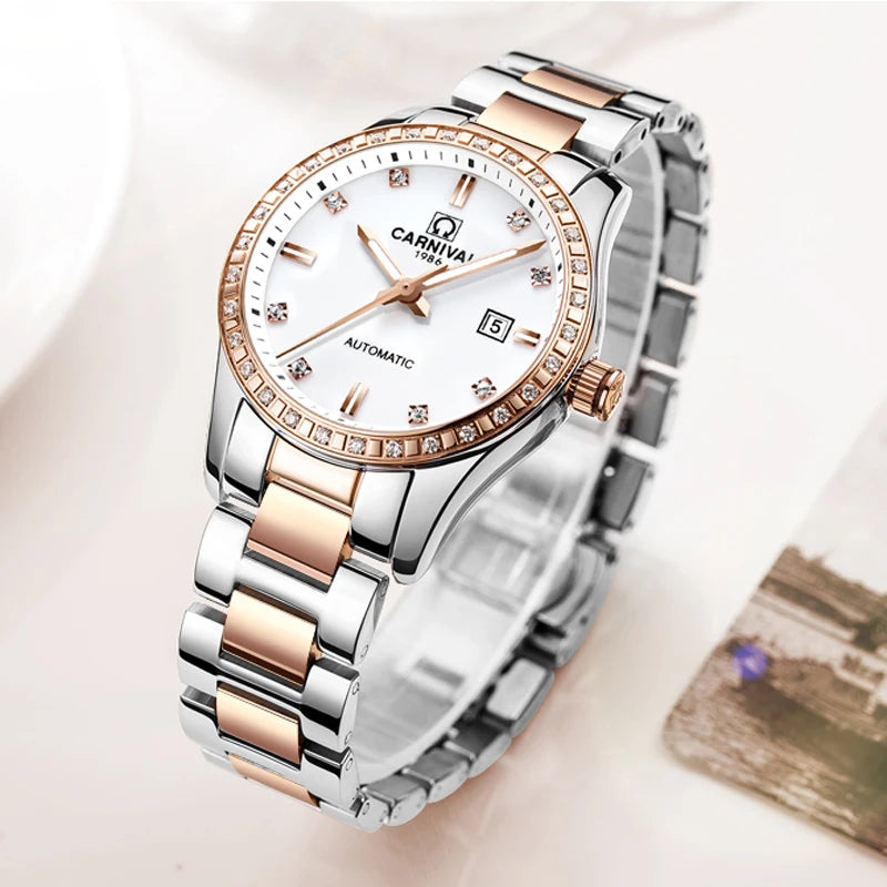 Luxury Automatic Movement Waterproof Wristwatches for Women