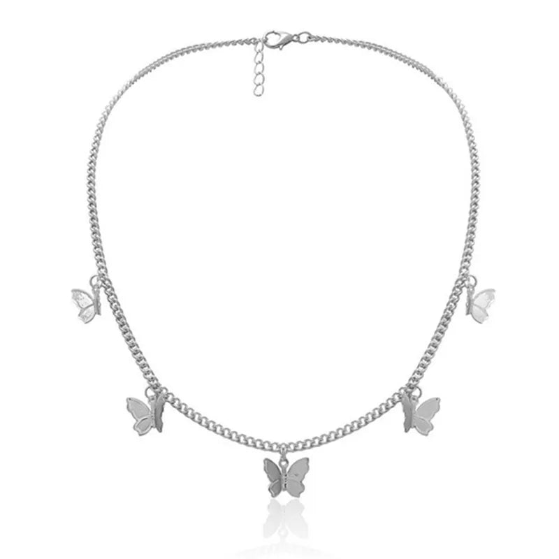 Butterfly Earrings or Crystal Rhinestone Necklaces with 5 Butterflies for Women