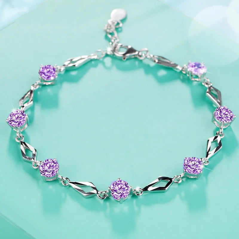 Silver Zircon Diamond Bracelet for Women