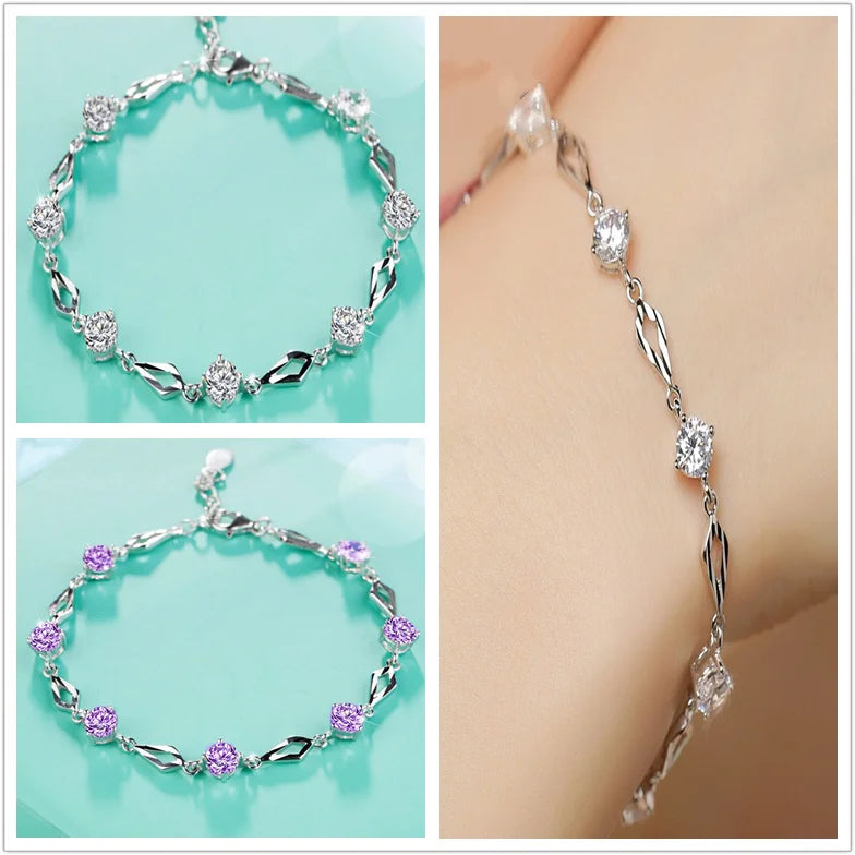 Silver Zircon Diamond Bracelet for Women